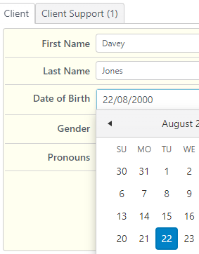 adult details name entry